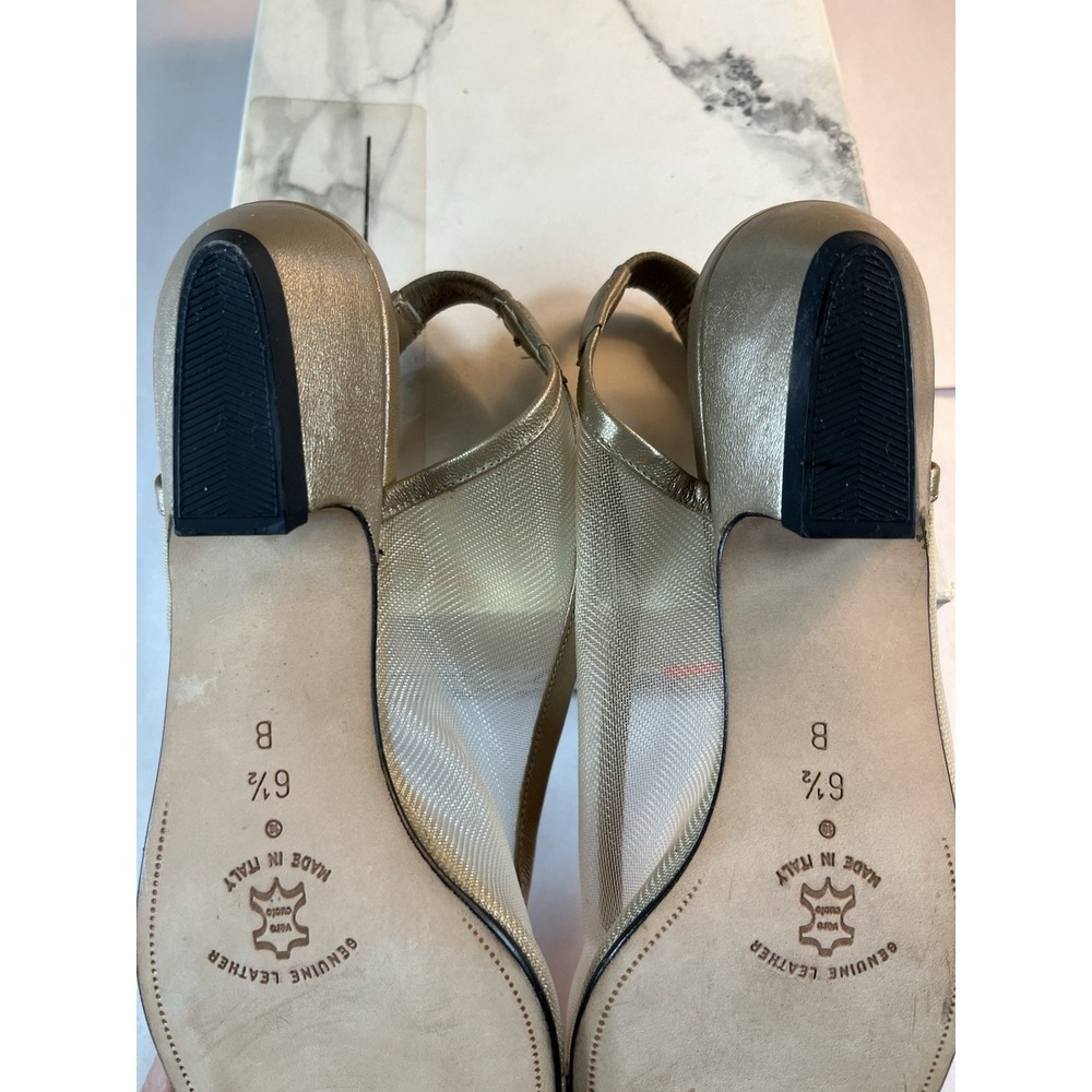 Amalfi Leisure Gold Luster Capri Mesh Leather Slings Pump Italy 5 1/2 B Look NEW - Picture 10 of 12